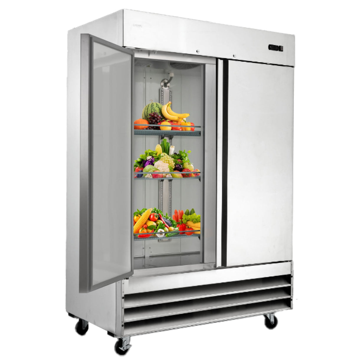 Smad 47 Cu.Ft.54 In.Double Door Stainless Steel Restaurant Commercial Reach In Freezer