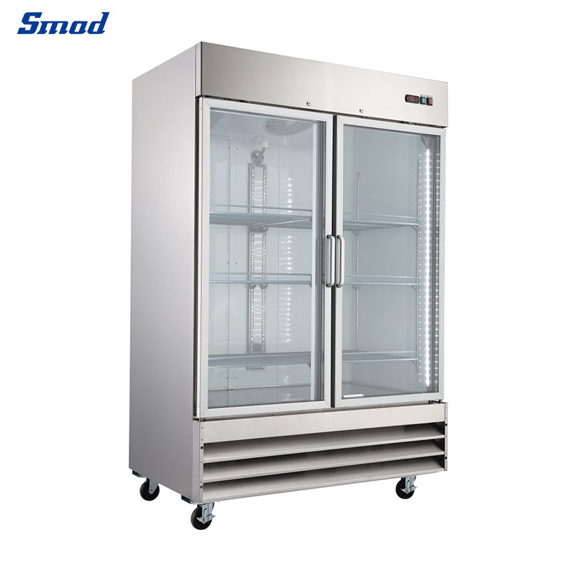 Smad 47 Cu.Ft.54 In.Glass Door Stainless Steel Restaurant Commercial Reach In Refrigerator