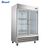 Smad 47 Cu.Ft.54 In.Glass Door Stainless Steel Restaurant Commercial Reach In Refrigerator