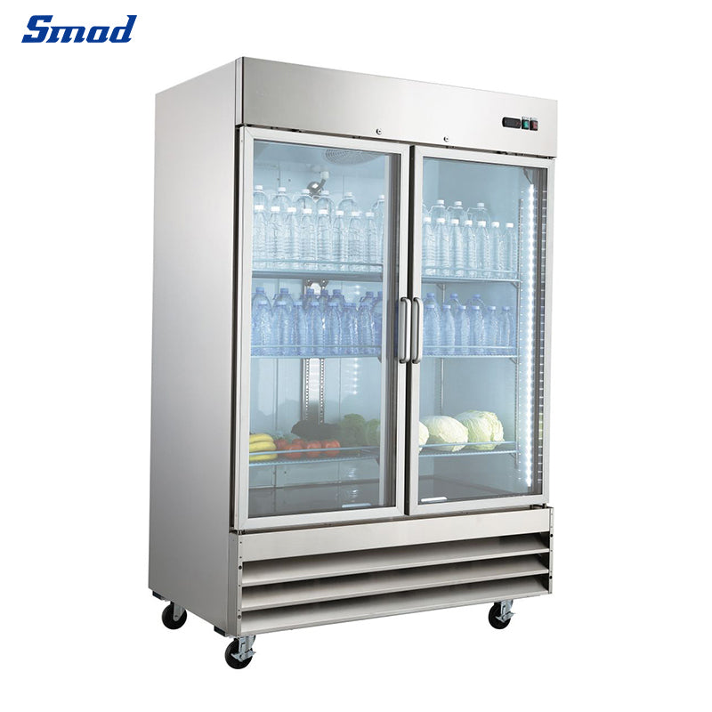 Smad 47 Cu.Ft.54 In.Glass Door Stainless Steel Restaurant Commercial Reach In Refrigerator