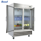 Smad 47 Cu.Ft.54 In.Glass Door Stainless Steel Restaurant Commercial Reach In Refrigerator