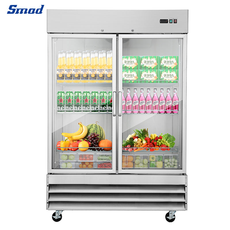 Smad 47 Cu.Ft.54 In.Glass Door Stainless Steel Restaurant Commercial Reach In Refrigerator