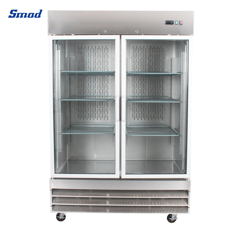 Smad 46.7 Cu. Ft. Glass Door Stainless Steel Commercial Restaurant Refrigerator