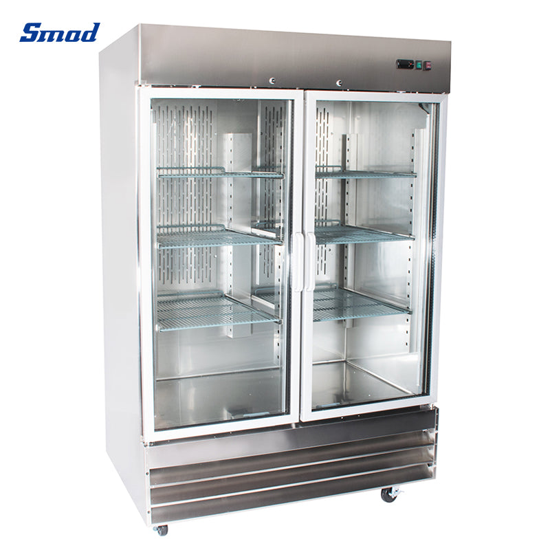 Smad 46.7 Cu. Ft. Glass Door Stainless Steel Commercial Restaurant Refrigerator