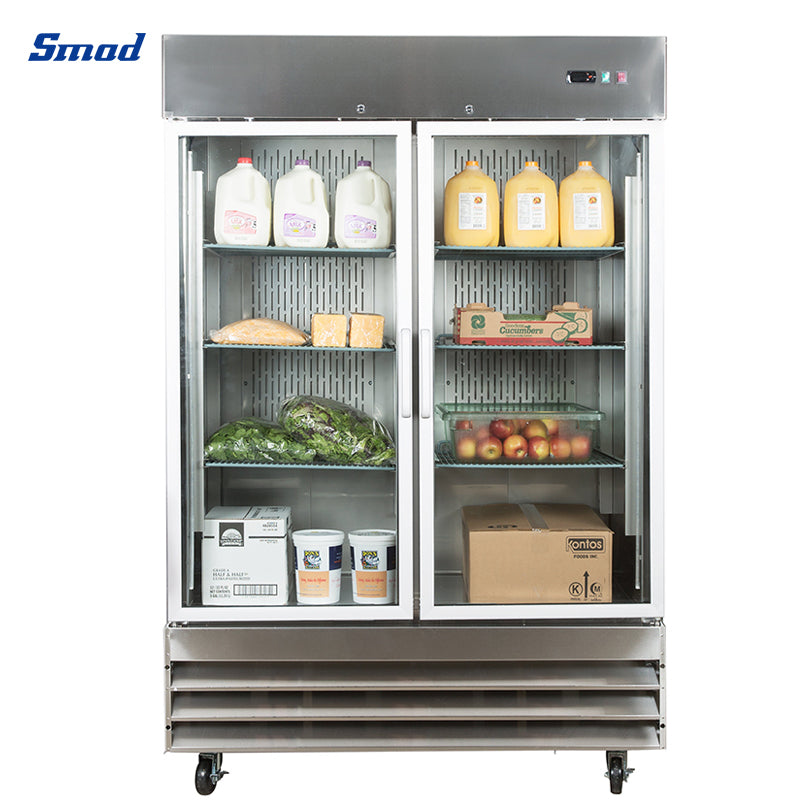 Smad 46.7 Cu. Ft. Glass Door Stainless Steel Commercial Restaurant Refrigerator