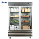 Smad 46.7 Cu. Ft. Glass Door Stainless Steel Commercial Restaurant Refrigerator