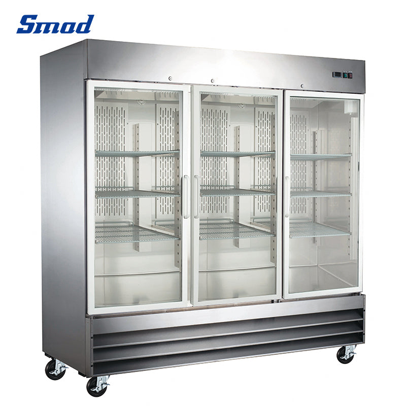 Smad 72 Cu. Ft. 3 Glass Door Reach-In Refrigerator for Kitchen