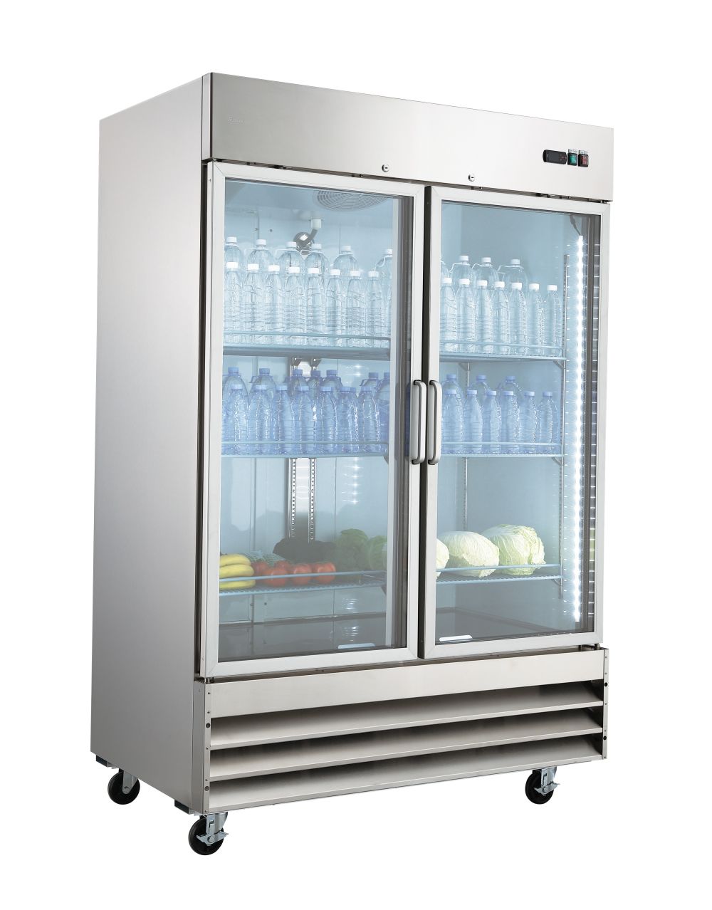 Smad 47 Cu.Ft.54 In.Glass Door Stainless Steel Restaurant Commercial Reach In Refrigerator