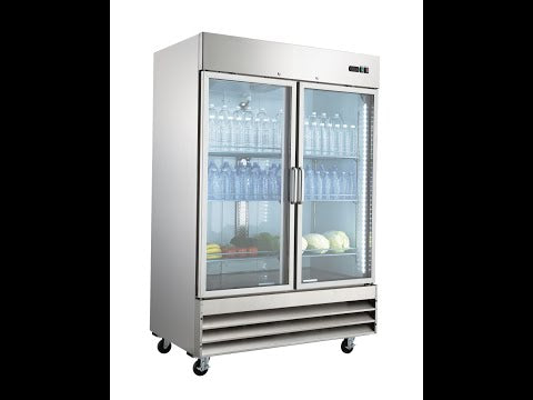 Smad 47 Cu.Ft.54 In.Glass Door Stainless Steel Restaurant Commercial Reach In Refrigerator